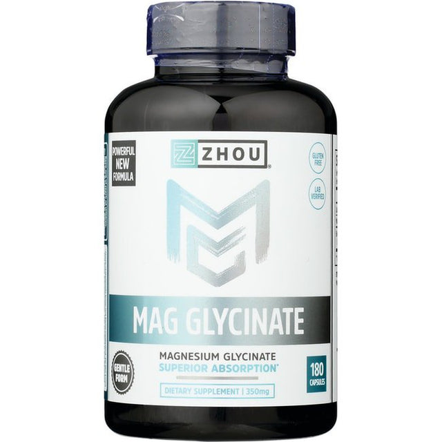 Zhou Magnesium Glycinate Complex 350 Mg | Muscle Relaxation & Recovery, Healthy Sleep, Bone Strength, Heart Health Support | Vegan, Non-Gmo, Bioavailable, 90 Servings, 180 Tablets