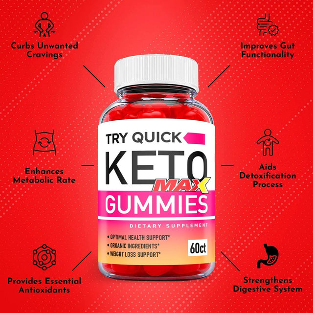 (2 Pack) Try Quick Max Keto ACV Gummies - Supplement for Weight Loss - Energy & Focus Boosting Dietary Supplements for Weight Management & Metabolism - Fat Burn - 120 Gummies