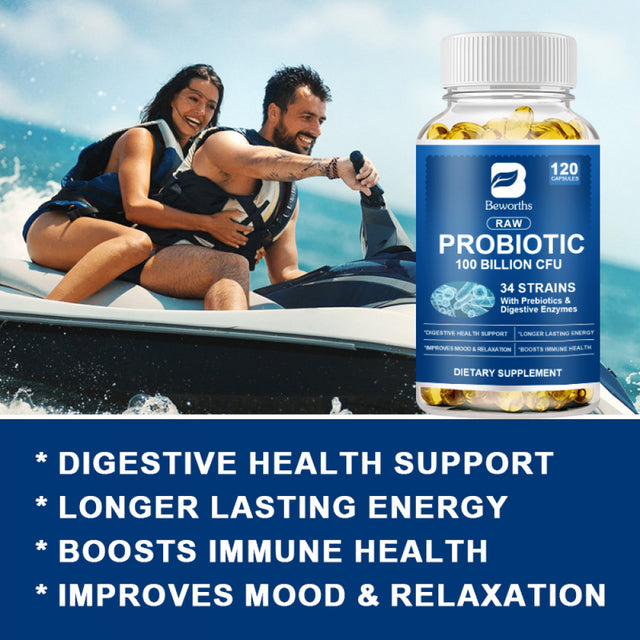 Probiotic Enzyme Capsules for Digestive Health & Intensive Bowel Support, for Women & Men with Digestive Enzymes, Support for Occasional Bloating & Gut Health, 10Ct Capsules