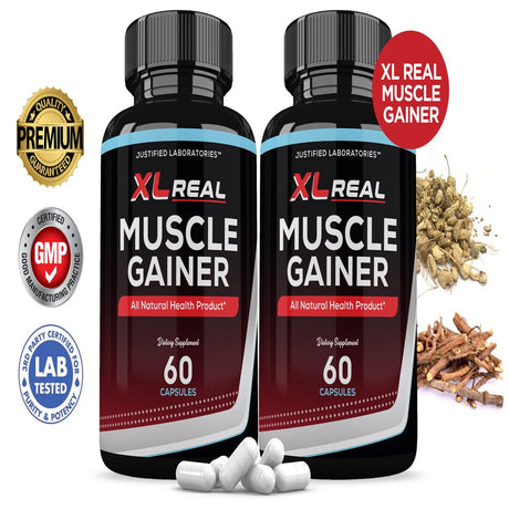 (2 Pack) XL Real Muscle Gainer Men’S Health Supplement 1484Mg 120 Capsules