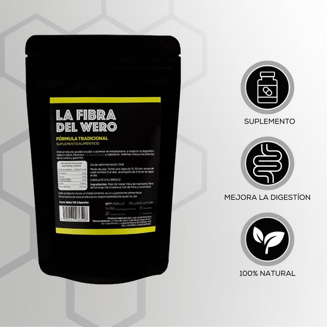 FIBRA DEL WERO | Cactus Fiber with Pink Grapefruit | 100% Natural Supplement | Package “Month and a Half”