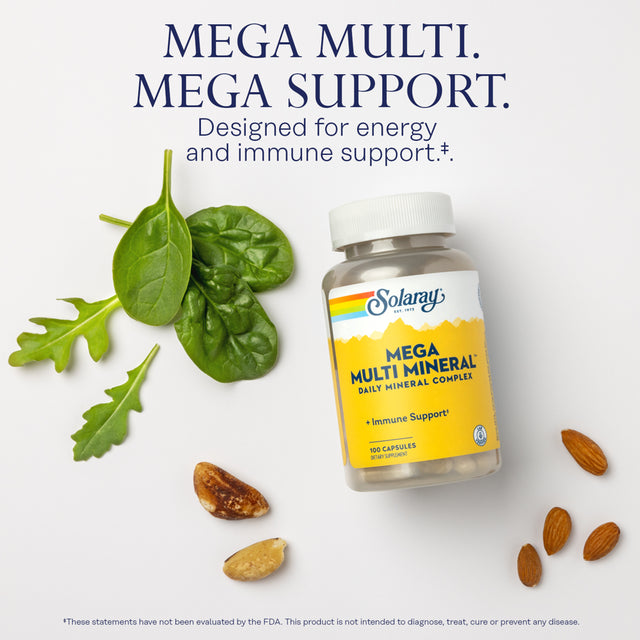 Solaray Mega Multi Mineral Vitamin Capsules, 100 Count