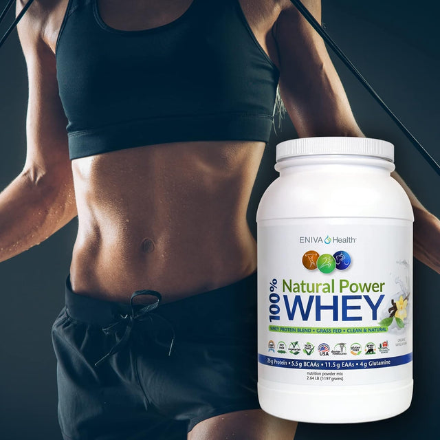 Eniva Natural Power 100% Grass Fed Whey Protein Powder, Organic Vanilla, Clean Protein,Keto, High Protein, Low Carb, Gluten Free Non GMO Soy Free, Whey (WPI) Isolate Primary, USA Made, 2.64 Lbs