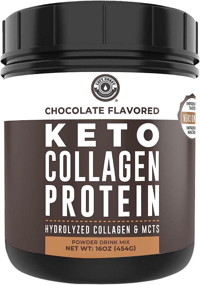 Left Coast Performance Keto Collagen Protein Powder Chocolate, 10G Grass-Fed Collagen, 5G MCT Powder, 1Lb, 25 Servings, No Carb Protein Powder, Low Carb Meal Replacement Shakes, Ketogenic Shake Mix