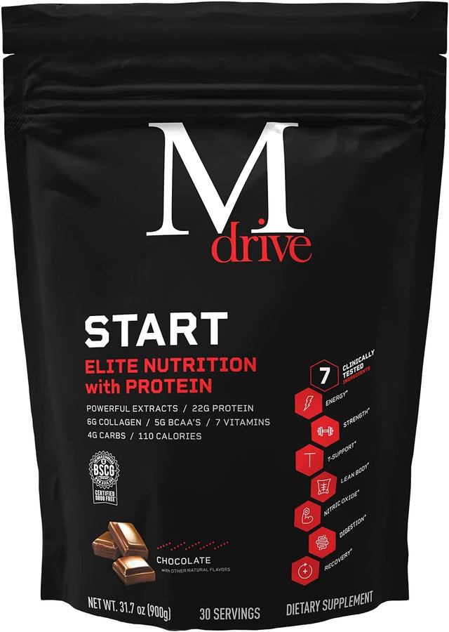 Mdrive Boost & Burn for Men Start Everyday Nutrition & Protein Powder - Natural Energy, Strength, Stress Relief, Lean Muscle, Digestion, Immune Health, Nitric Oxide and Recovery