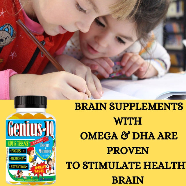 Genius-Iq Kids Brain Focus Memory Support Supplement, Focus Gummies for Kids & Teens 60 Count