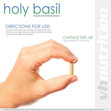 VH Nutrition Organic Holy Basil 700Mg Supplement - Immune Support, Improve Heart Health, Reduce Stress - 60 Capsules