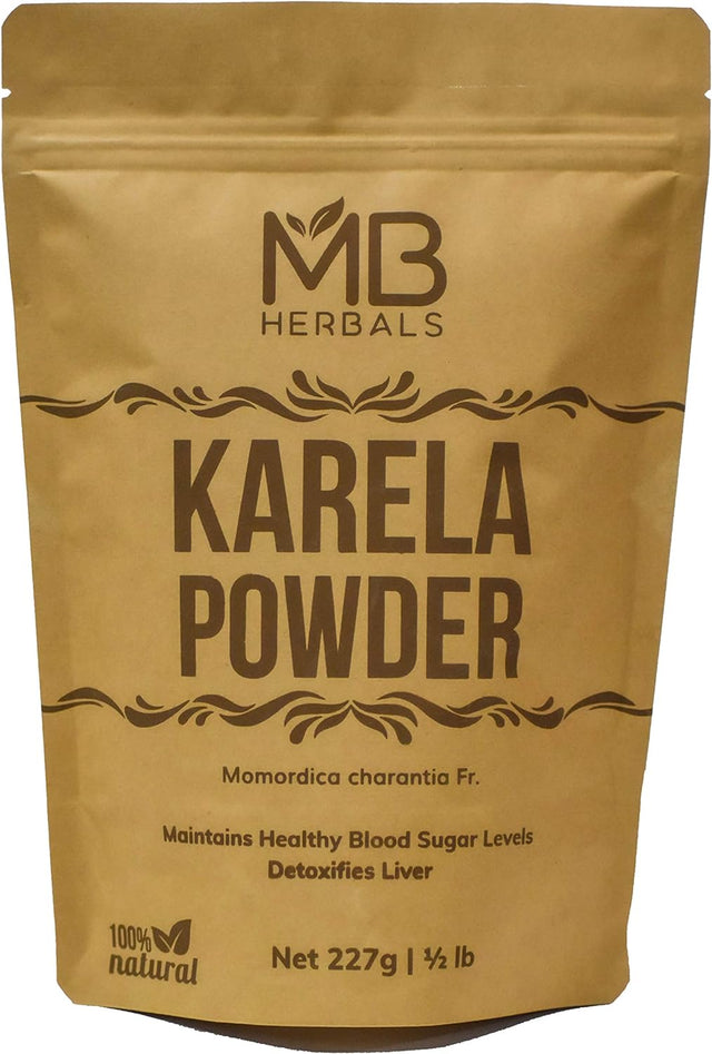 MB Herbals De-Seeded Karela Powder 8 Oz / 227 Gram (0.5 Lb) | 100% Pure Bitter Melon Powder | Momordica Charantia Fr. | No Preservatives Non GMO Gluten Free