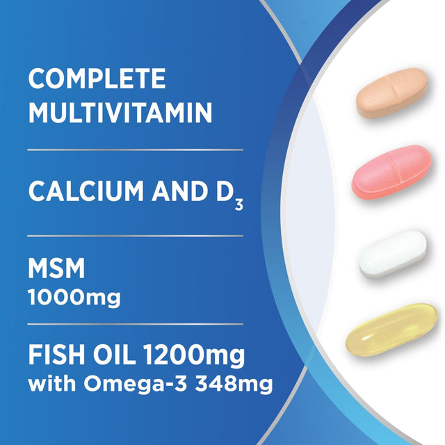 Centrum Wellness Packs Daily Vitamins for Men in Their 50S, with Calcium Carbonate, Fish Oil - 30 Packs