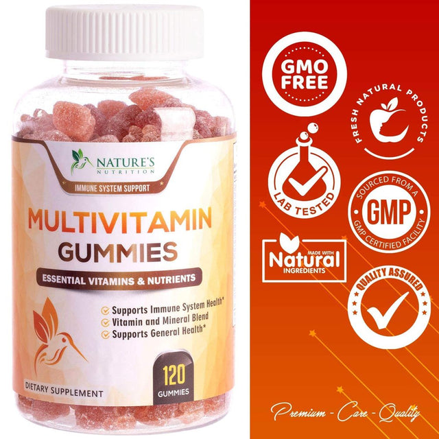 Multivitamin Gummies, Daily Adult Gummy Vitamin for Women & Men, Extra Strength Immune Health Support Supplement with Vitamins A, C, D, E, B-6, B-12, Zinc and More - Non-Gmo, Berry - 120 Gummies