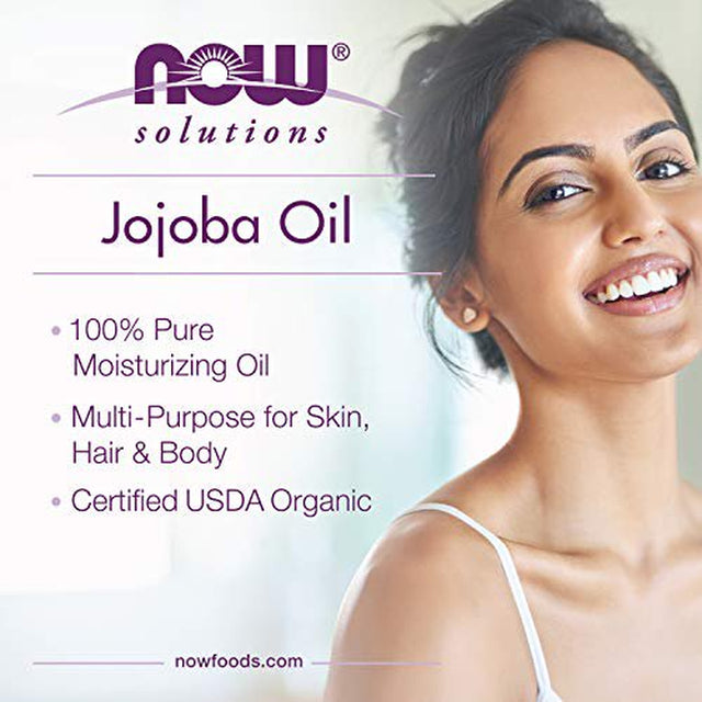 NOW Solutions, Organic Jojoba Oil, Moisturizing Multi-Purpose Oil for Face, Hair and Body, 8-Ounce