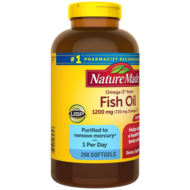 Nature Made Omega 3 Fish Oil 1200Mg One per Day Softgels, Fish Oil Supplements, 290 Count