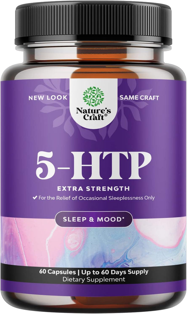 5 HTP Supplement 5-Hydroxytryptophan - 5HTP 100Mg per Serving Gentle Herbal Sleep and Mood Enhancer - 5-HTP 100 Mg per Serving Mood Supplement and Sleep Support Capsules from Griffonia Simplicifolia