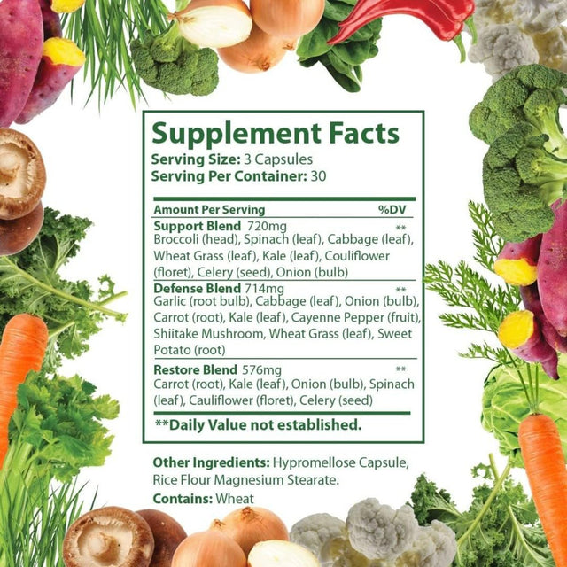 Just Ripe Nutrition Fruits and Veggies Supplement - 90 Fruit and 90 Vegetable Capsules - 100% Whole Natural Superfood - Filled with Vitamins and Minerals - Supports Energy Levels (4 Pack)