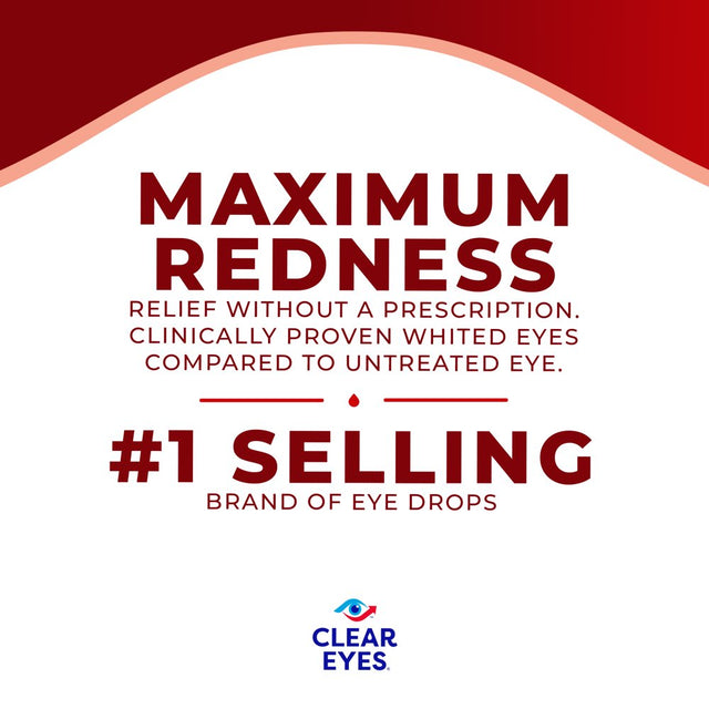 Clear Eyes Maximum Redness Eye Relief Lubricant Eye Drops, 1 Fl Oz