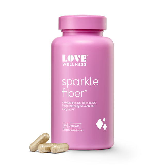 Love Wellness Sparkle Fiber Vegan Supplements for Easier Digestion & Regularity, 90Ct