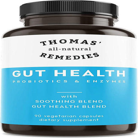 Thomas' All-Natural Remedies Gut Health with Digestive Enzymes, Probiotics, Ginger, Papaya, and Turmeric for Digestion and Bloating Relieve 90