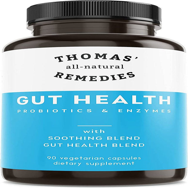 Thomas' All-Natural Remedies Gut Health with Digestive Enzymes, Probiotics, Ginger, Papaya, and Turmeric for Digestion and Bloating Relieve 90