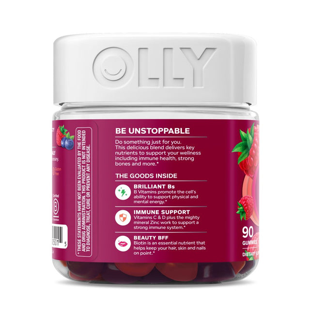 OLLY Women'S Daily Multivitamin Gummy, Health & Immune Support, Berry, 90 Ct