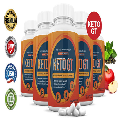 (5 Pack) Keto GT Advanced Includes Apple Cider Vinegar Gobhb Exogenous Ketones Keto Pills Supplement Premium Ketosis Support for Men Women 300 Capsules