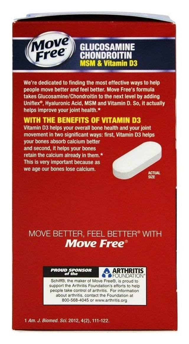 3 Pack - Move Free Advanced plus MSM and Vitamin D3 Joint Health Supplement with Glucosamine and Chondroitin 80 Ct