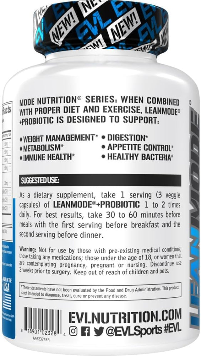 Evlution Nutrition Leanmode + Probiotic, Advanced Probiotic Capsule Supplement, 15 Billion Cfus per Serving, Digestive Support & Gut Health (40 Servings)