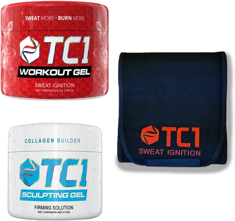 TC1 Waist Sweat Belt Including Sculpt Gel and Advanced Topical Sweat Workout Enhancer with Capsaicin