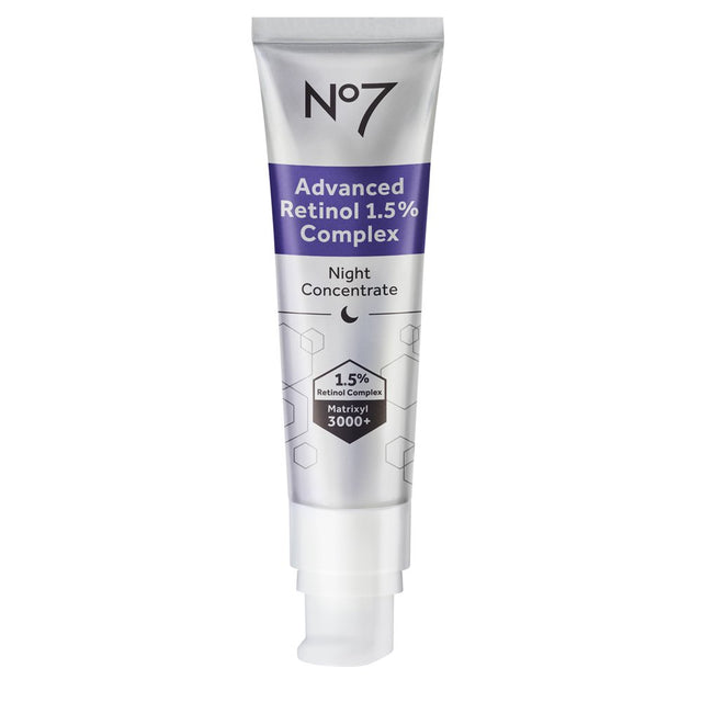 No7 Advanced Retinol 1.5% Complex Night Concentrate Serum with Collagen Peptides & Bisabolol, 1 Oz