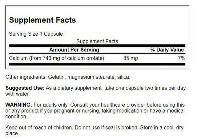 Swanson Calcium Orotate 85 Mg 60 Caps 4 Pack