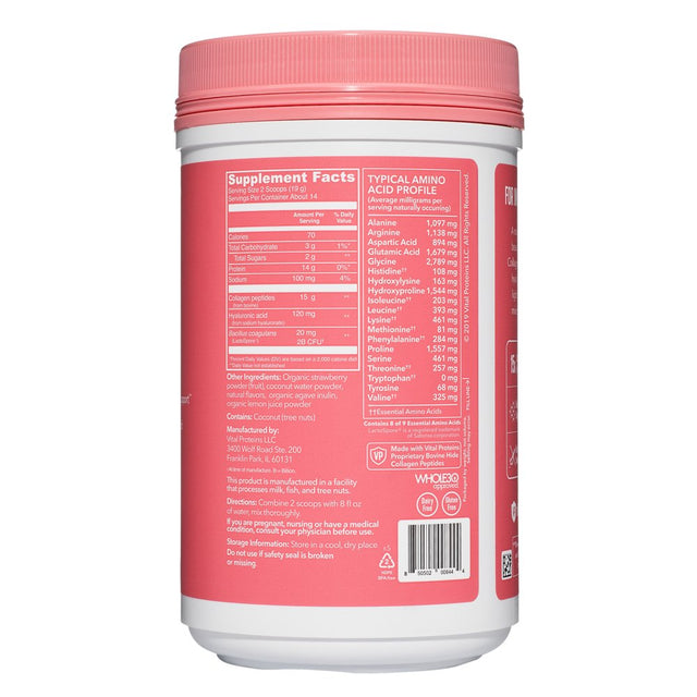 Vital Proteins Beauty Collagen, 15G Collagen, Strawberry Lemon, 9.6Oz