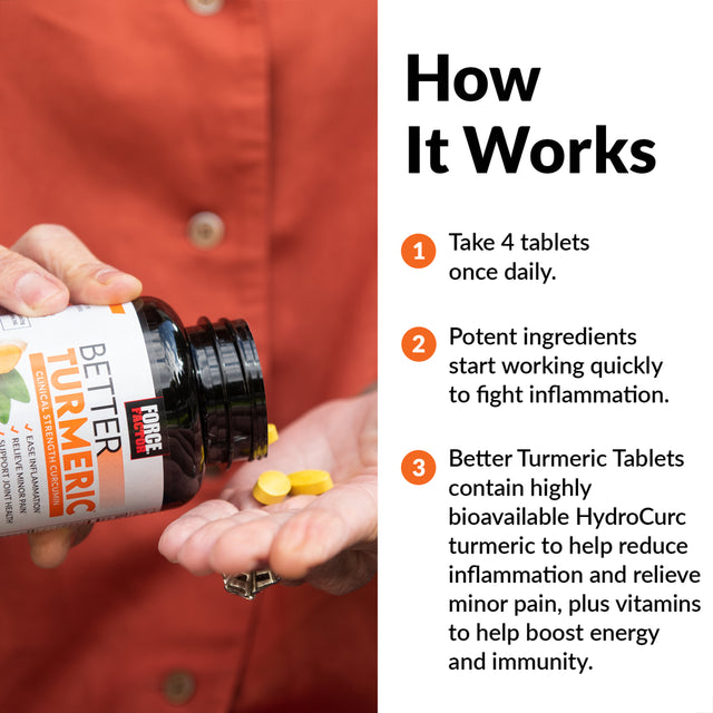 Force Factor Better Turmeric Joint Support Supplement with Turmeric and Curcumin, 120 Tablets