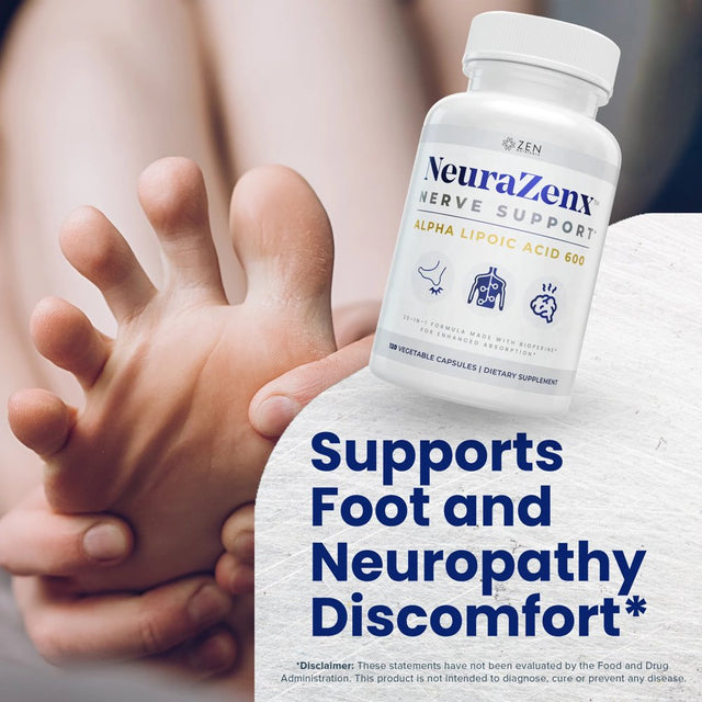 Neurazenx® Nerve Support with Alpha-Lipoic Acid (1200Mg), Benfotiamine, Organic Turmeric, B Complex Vitamins