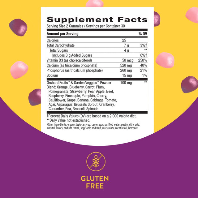 Nature'S Way Alive! Premium Calcium + D3 Gummies, Supports Healthy Bones & Muscles*, Strawberry and Raspberry Lemonade Flavored, 60 Gummies