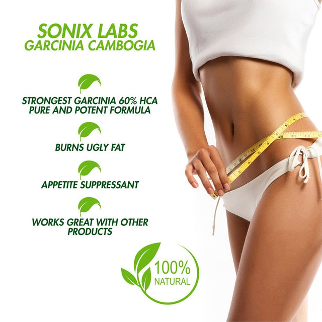 Sonix Labs - Garcinia Cambogia - 1,000Mg per Serving, 60% HCA - Extra Strength - All Natural Weight Loss Supplement - Carb Blocker & Appetite Suppressant - Diet Pills for Women & Men - 60 Capsules