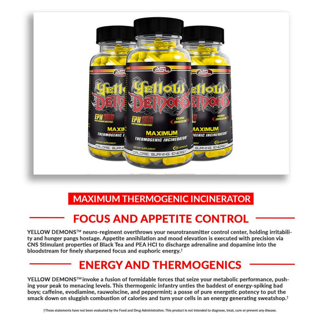 YELLOW DEMONS Thermogenic Fat Burner Anabolic Science Labs, Best 100% Complete All in One Appetite Suppressant, Clean Energy, Weight Loss, Fat Cutter