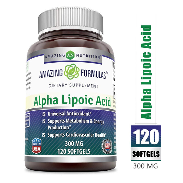 Amazing Formulas Alpha Lipoic Acid * 300Mg 120 Softgels per Bottle * Pure ALA Capsules - Ideal Formulas Supplement for Healthy Weight Management, Athletic Performance & More