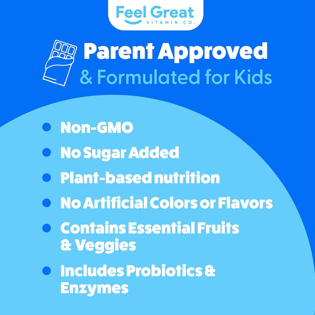 Feel Great USDA Organic Kids Protein Shake | Kids Protein Powder with Greens, Vitamins, Probiotics & Antioxidants | Vegan Chocolate Kids Nutritional Shake & Smoothie Mix | 60 Servings