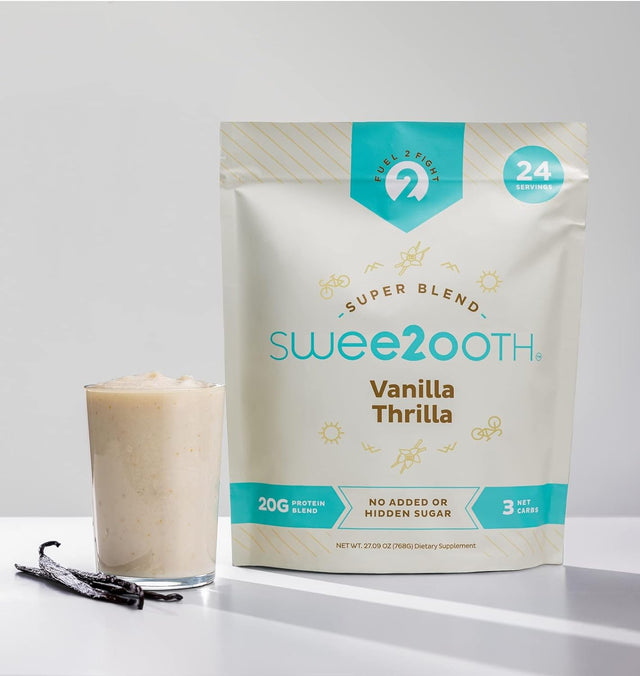 Swee2Ooth Vanilla Thrilla Fit Shake, Protein Super Blend Meal Replacement, 24 Servings, Gluten Free, 20G Protein, Omega 3S, MCT, 22 Vitamins, B12, Biotin, Cinnamon, Cinnulin PF, Chromax