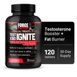 Test X180 Ignite Total Testosterone Booster for Men with Fenugreek Seed and Green Tea Extract to Increase Libido, Burn Fat, Build Lean Muscle, and Improve Performance, Force Factor, 120 Capsules