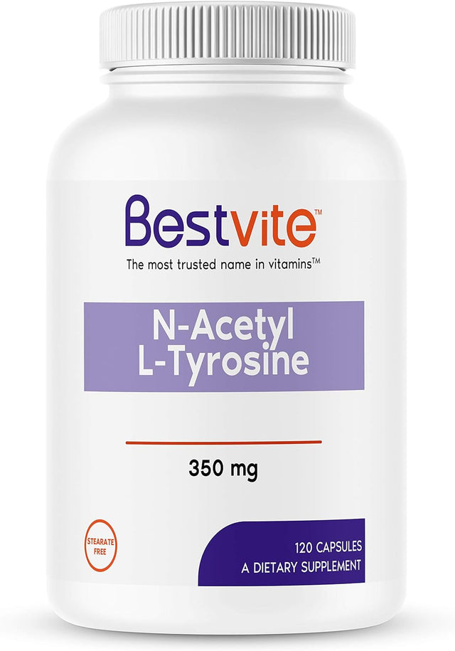 BESTVITE N-Acetyl L-Tyrosine 350Mg (NALT) (120 Capsules) - No Stearates - Non GMO - Gluten Free