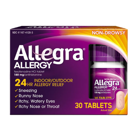 Allegra Adult 24 Hour Non-Drowsy Antihistamine Allergy Relief Medicine 180Mg Tablets 30Ct