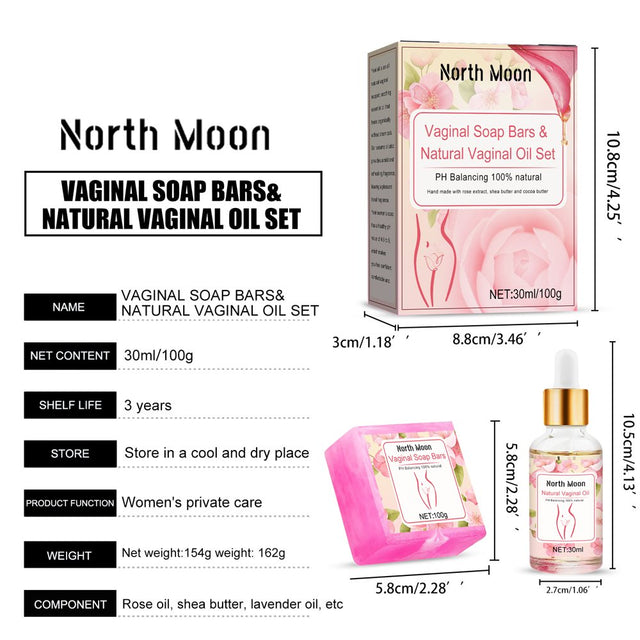 Yoni Soap Bars & Natural Yoni Oil Set Natural Yoni Oil Vaginal Wash for Women Feminine Wash Vaginial Deodorants Ph Balance Eliminates Odor Feminine Oil 30Ml/1 Oz Vaginal Care Soap 3.53 Oz