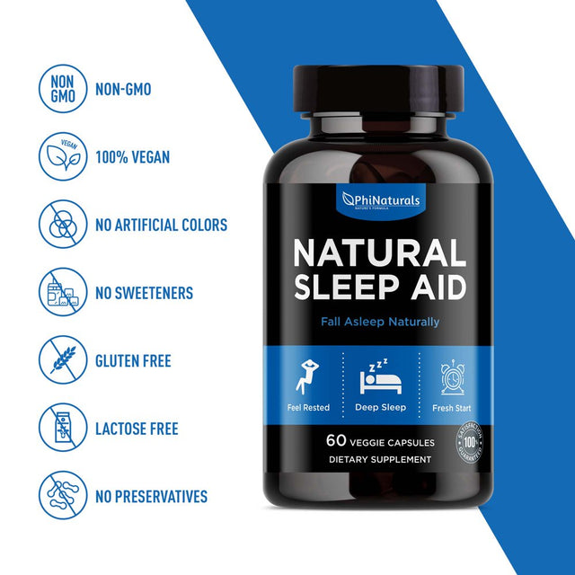 Natural Sleep Aid (Pack of 2) Capsules Supplement by Phi Naturals