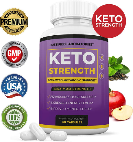 (5 Pack) Keto Strength Pills Includes Apple Cider Vinegar Gobhb Strong Exogenous Ketones Advanced Ketogenic Supplement Ketosis Support for Men Women 300 Capsules