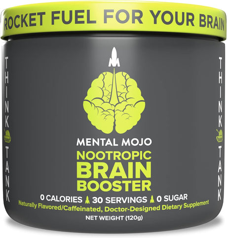 Nootropic Brain Booster (30 Servings) Nootropic Drink Mix & Brain Supplement - Supports Energy, Focus & Memory - Zero Calories, Sugar Free - Kiwi Strawberry