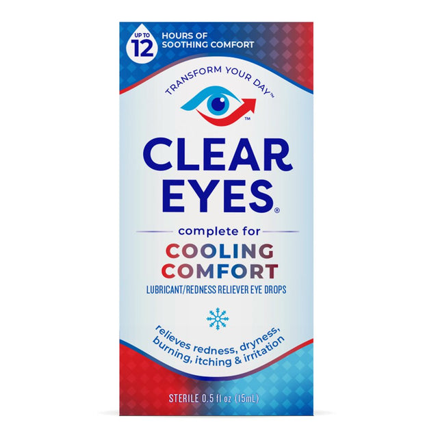 Clear Eyes Cooling Comfort Relief Lubricant Eye Drops, 0.5 Fl Oz