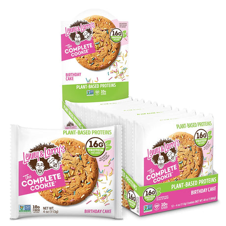 Lenny & Larry'S the Complete Cookie Snack Size, Birthday Cake, Soft Baked, 8G Plant Protein, Vegan, Non-Gmo 2 Ounce Cookie (Pack of 12)