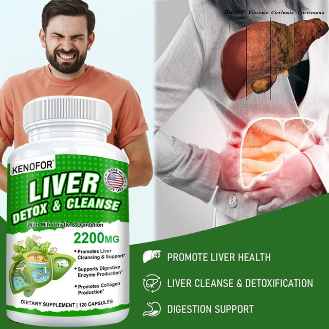 KENOFOR Liver Cleanse Detox & Repair for Liver Detoxification, Digestion and Cleansing - Liver Support Supplement with Milk Thistle, Turmeric, Ginger, Dandelion and More.