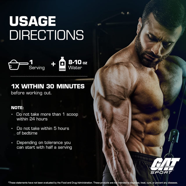 GAT SPORT Nitraflex Advanced Pre-Workout Powder, Increases Blood Flow, Boosts Strength and Energy, Improves Exercise Performance, Creatine-Free (Beach Blast, 30 Servings)