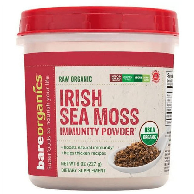 Bareorganics Raw Organic Irish Sea Moss 8 Oz Pwdr.